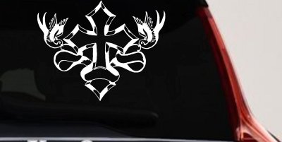 Cross With Doves Christian Car or Truck Window Vinyl Decal Sticker