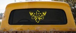 Cross With Doves Christian Car or Truck Window Vinyl Decal Sticker (Yellow)