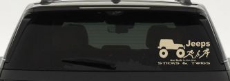 Jeep Running Over Stick Family Off Road Car or Truck Window Decal Sticker (Desert Sand)