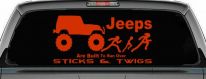 Jeep Running Over Stick Family Off Road Car or Truck Window Decal Sticker (Orange Red)