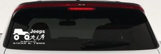 Jeep Running Over Stick Family Off Road Car or Truck Window Vinyl Decal Sticker (White)