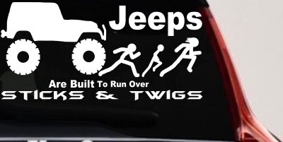 Jeep Running Over Stick Family Off Road Car or Truck Window Vinyl Decal Sticker