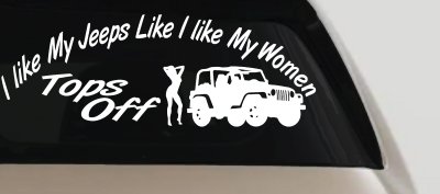 I lIke My Jeeps and Women Tops Off Off Road Car or Truck Window Vinyl Decal Sticker