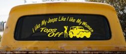 I lIke My Jeeps and Women Tops Off Off Road Car or Truck Window Vinyl Decal Sticker (Yellow)