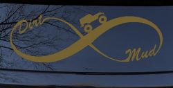 Jeep Infinity Sign with Dirt and mud Off Road Car or Truck Window Decal Sticker (Gold)