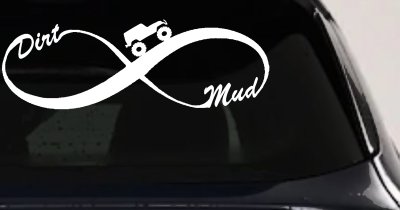 Jeep Infinity Sign with Dirt and mud Off Road Car or Truck Window Vinyl Decal Sticker (White)