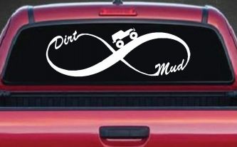 Jeep Infinity Sign with Dirt and mud Off Road Car or Truck Window Decal Sticker