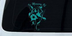 In Memory Of Swirl Vine Hummingbird Car or Truck Window Vinyl Decal Sticker (Turquoise)