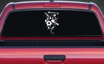 In Memory Of Swirl Vine Hummingbird Car or Truck Window Decal Sticker