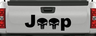 Jeep Punisher Skulls Off Road Car or Truck Window Decal Sticker (Black)