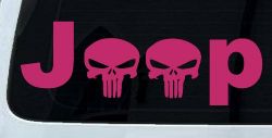 Jeep Punisher Skulls Off Road Car or Truck Window Decal Sticker (Hot Pink)