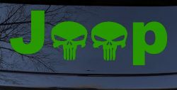 Jeep Punisher Skulls Off Road Car or Truck Window Vinyl Decal Sticker (Lime)