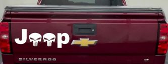 Jeep Punisher Skulls Off Road Car or Truck Window Decal Sticker (White)