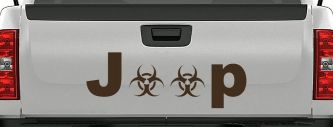 Radio Active Bio Hazard Jeep Off Road Car or Truck Window Decal Sticker (Brown)
