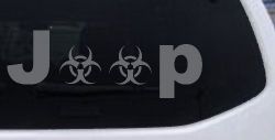 Radio Active Bio Hazard Jeep Off Road Car or Truck Window Decal Sticker (Silver)
