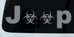 Radio Active Bio Hazard Jeep Off Road Car or Truck Window Decal Sticker (Telegrey)