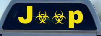 Radio Active Bio Hazard Jeep Off Road Car or Truck Window Decal Sticker (Yellow)