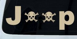 Jeep Skull Crossbones Off Road Car or Truck Window Decal Sticker (Desert Sand)