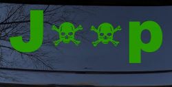 Jeep Skull Crossbones Off Road Car or Truck Window Decal Sticker (Lime)