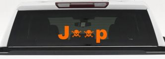 Jeep Skull Crossbones Off Road Car or Truck Window Decal Sticker (Orange)