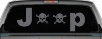 Jeep Skull Crossbones Off Road Car or Truck Window Decal Sticker (Silver)