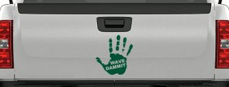 Wave Dammit Muddy Hand Off Road Car or Truck Window Vinyl Decal Sticker (Dark Green)