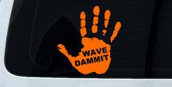 Wave Dammit Muddy Hand Off Road Car or Truck Window Vinyl Decal Sticker (Orange)