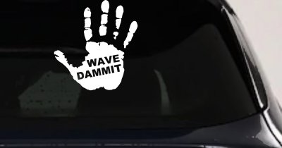 Wave Dammit Muddy Hand Off Road Car or Truck Window Vinyl Decal Sticker (White)