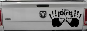 Muddy Dirty Hands A Little Dirt Never Hurt Off Road Car or Truck Window Decal Sticker (Black)