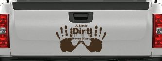 Muddy Dirty Hands A Little Dirt Never Hurt Off Road Car or Truck Window Decal Sticker (Brown)