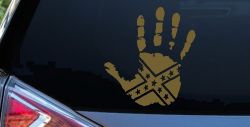 Muddy Dirty Hand Wave Confederate Rebel Flag Off Road Car or Truck Window Vinyl Decal Sticker (Gold)