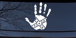 Muddy Dirty Hand Wave Confederate Rebel Flag Off Road Car or Truck Window Decal Sticker