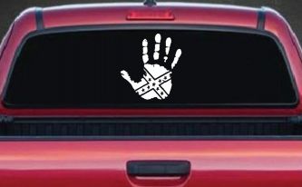 Muddy Dirty Hand Wave Confederate Rebel Flag Off Road Car or Truck Window Decal Sticker