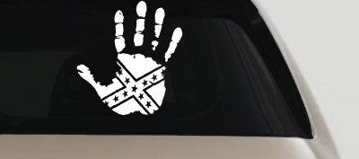Muddy Dirty Hand Wave Confederate Rebel Flag Off Road Car or Truck Window Vinyl Decal Sticker