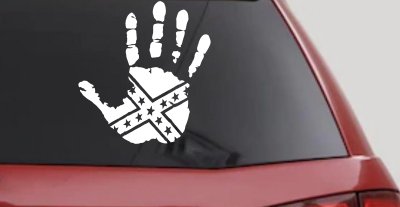 Muddy Dirty Hand Wave Confederate Rebel Flag Off Road Car or Truck Window Vinyl Decal Sticker