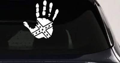 Muddy Dirty Hand Wave Confederate Rebel Flag Off Road Car or Truck Window Vinyl Decal Sticker