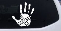 Muddy Dirty Hand Wave Confederate Rebel Flag Off Road Car or Truck Window Decal Sticker