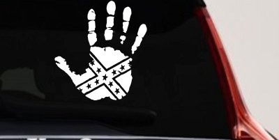 Muddy Dirty Hand Wave Confederate Rebel Flag Off Road Car or Truck Window Vinyl Decal Sticker