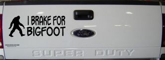 I Brake For BigFoot Car or Truck Window Decal Sticker (Black)