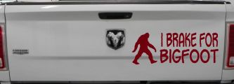 I Brake For BigFoot Car or Truck Window Vinyl Decal Sticker (Burgundy)