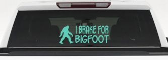 I Brake For BigFoot Car or Truck Window Decal Sticker (Mint)