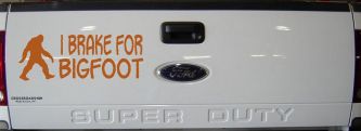 I Brake For BigFoot Car or Truck Window Decal Sticker (Nut Brown)