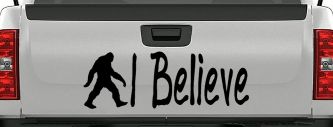 I Believe BigFoot Car or Truck Window Decal Sticker (Black)