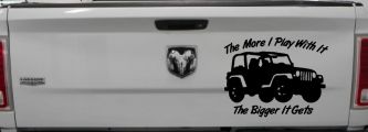 The More I Play With It The Bigger It Gets Jeep Off Road Car or Truck Window Decal Sticker (Black)