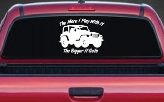 The More I Play With It The Bigger It Gets Jeep Off Road Car or Truck Window Decal Sticker