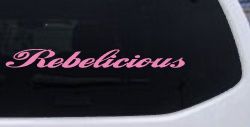 Rebelicious  Country Car or Truck Window Decal Sticker (Pink)
