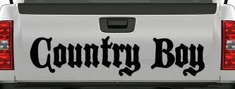 Country Boy Car or Truck Window Decal Sticker (Black)