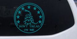Gadsden Snake Don't Tread On Me Circle Freedom Military Car or Truck Window Decal Sticker (Turquoise Blue)