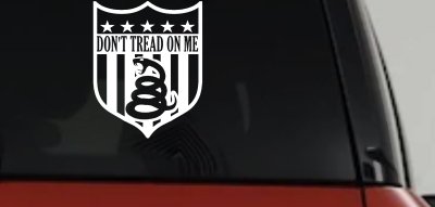 Gadsden Don't Tread On Me Shield Freedom Military Car or Truck Window Vinyl Decal Sticker