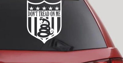 Gadsden Don't Tread On Me Shield Freedom Military Car or Truck Window Vinyl Decal Sticker